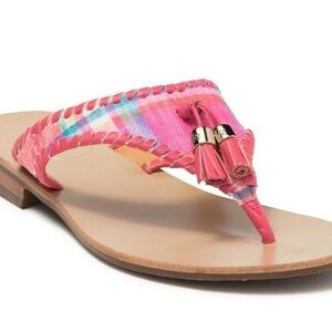 Jack Rogers Alana Madras Pink Tassel Thong Dress Sandal Retail $128 Size 10